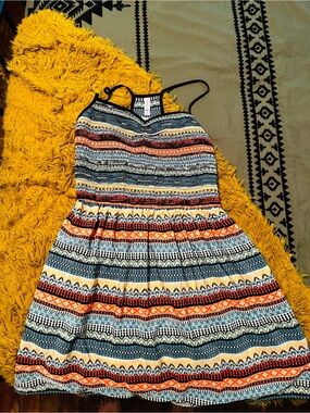 Striped Multicolor Summer Dress with Spaghetti Straps
